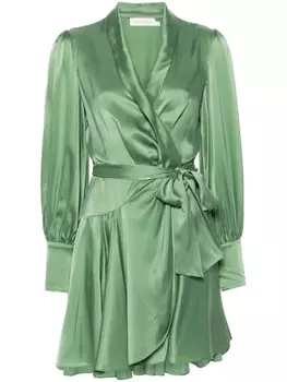 ZIMMERMANN атласное платье мини, зеленый