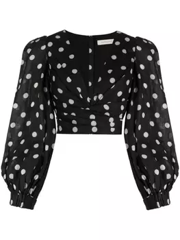 ZIMMERMANN топ Tuck в горох, черный