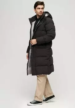Зимнее пальто LONGLINE HOODED PUFFER Superdry, черный