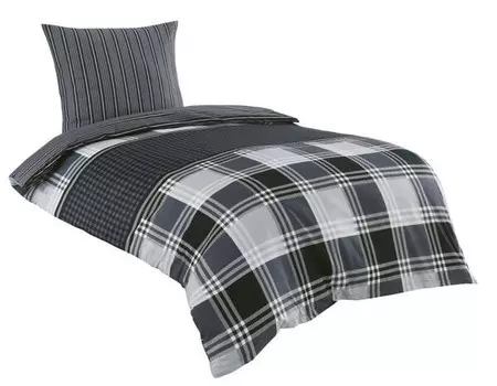 Зимнее постельное белье One-Home Teddy Plsch Kariert, 135x8x200 см, серый