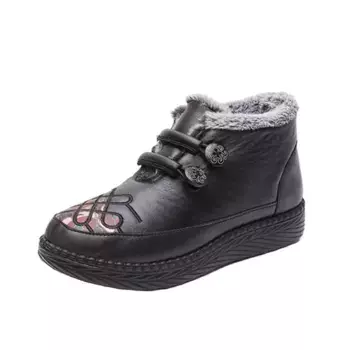 Зимние ботинки женские Abcfjg, цвет Black Fleece-Lined