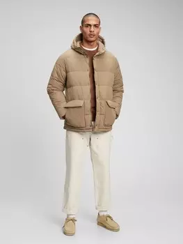 Зимняя куртка с капюшоном Gap, бежевый