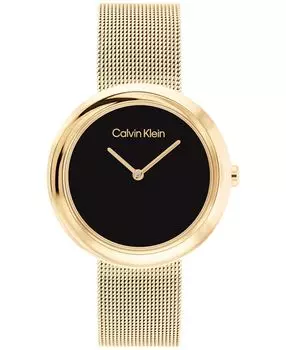 Золотистые часы-браслет с сеткой 34 мм Calvin Klein, золотой