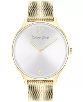 Золотистые часы-браслет с сеткой 38 мм Calvin Klein, золотой
