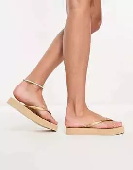 Золотистые шлепанцы Havaianas Flatform