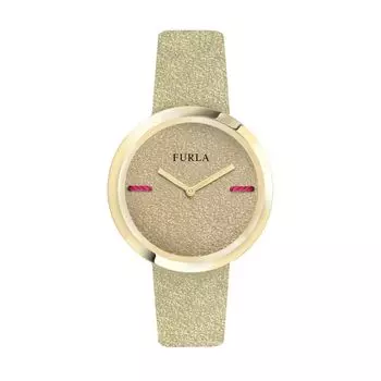 Золотые кожаные часы Furla