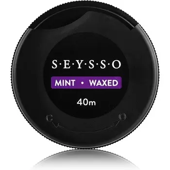Зубная нить SEYSSO черная с углеродным антибактериальным эффектом 40 м мятная вощеная