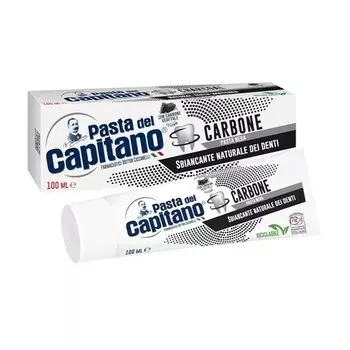 Зубная паста Pasta del Capitano Bio с активированным углем, натуральное отбеливание зубов, черная паста, эффективная против изменения цвета зубной эмали, тюбик 100 мл