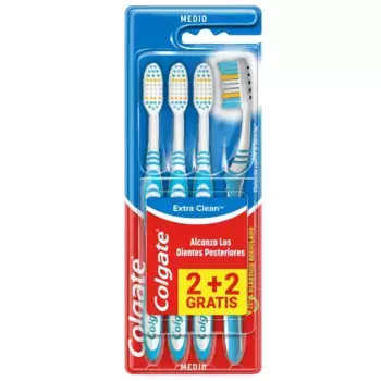 Зубная щетка cepillo de dientes extra clean anti bacterias medio Colgate, количество 4 штук