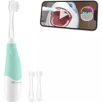 Зубная щетка Sonicbrush Baby G Sonic для детей 3–6 лет с таймером, мягкой щетиной, светодиодной подсветкой, компактным дизайном и 30 наклейками с животными, Truelife