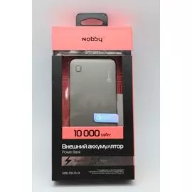 АКБ портативный 10000mAh серебристый металл Nobby Expert 2USB QC 3.0
