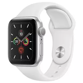 Часы Apple Watch Series 5 40mm алюминий серебристый белый спортивный ремешок GPS