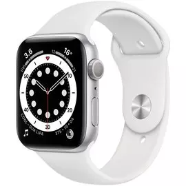Часы Apple Watch Series 6 44mm алюминий серебристый белый спортивный ремешок GPS