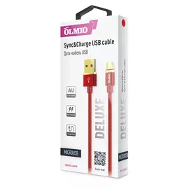Кабель micro-USB (CA-101) Olmio 2.1A Deluxe красный