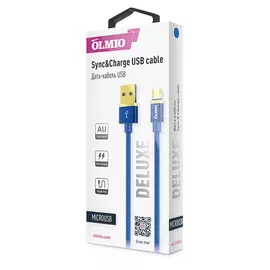 Кабель micro-USB (CA-101) Olmio 2.1A Deluxe синий