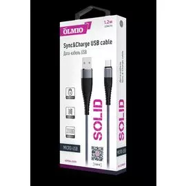 Кабель micro-USB (CA-101) Olmio 2.1A Solid усиленный серый