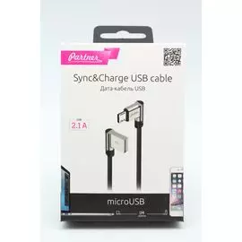 Кабель micro-USB (CA-101) Partner в тканевой оплетке черный