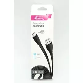 Кабель micro-USB (CA-101) плоский черный Partner