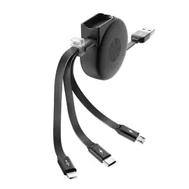 Кабель micro-USB/Lightning/Type-C Olmio 2.1A Slide раздвижной черный