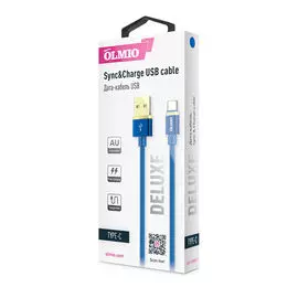 Кабель Type-C/USB Olmio 2.1A Deluxe синий