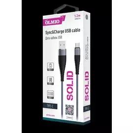 Кабель Type-C/USB Olmio 2.1A Solid усиленный серый