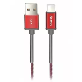 Кабель Type-C/USB Olmio в нейлоновой оплетке красный