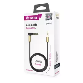 Кабель удлинитель 3.5 Jack F/3.5 Jack F AUX 1.5m угловой черный Olmio