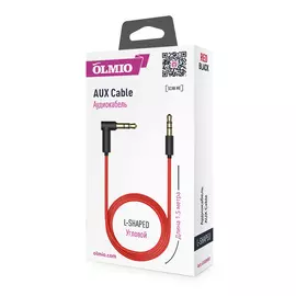 Кабель удлинитель 3.5 Jack F/3.5 Jack F AUX 1.5m угловой красный Olmio