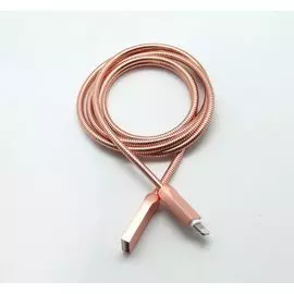 Кабель USB IPhone 5/IPad mini Lightning Auzer в металлической оплетке розовый