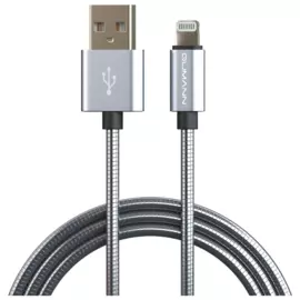 Кабель USB IPhone 5/IPad mini Lightning Hoco U8 металлическая оплетка серебристый