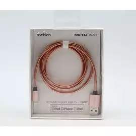 Кабель USB IPhone 5/IPad mini MFI Rombica IS-02 в металлической оплетке розовый