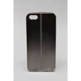 Накладка iPhone 4/4S черная chrome leather Seam