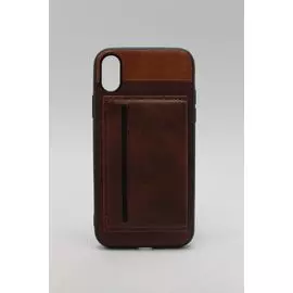 Накладка iPhone X 5,8" коричневая Карман