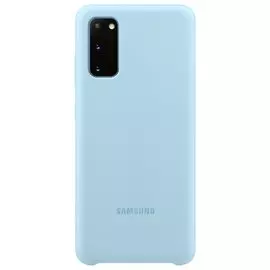 Накладка Samsung G980 Galaxy S20 голубая Silicone Cover EF-PG980TLEGRU
