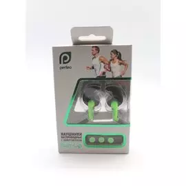 Наушники Perfeo Run-UP беспроводные спорт черно-зеленые