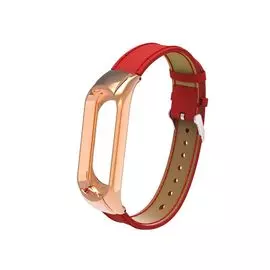 Ремешок Xiaomi MiBand 3 кожаный красный