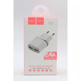 СЗУ 2 USB 2,4A HOCO C12 белая