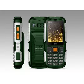 Телефон BQ 2430 Tank Power (green/silver)