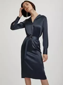 Атласное платье с поясом