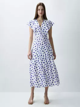 Атласное платье с воланами