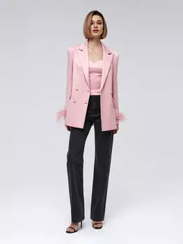 Атласный жакет с перьями