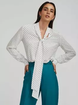 Блуза в горох с лентами