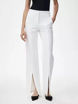 Брюки из смесового хлопка с разрезами