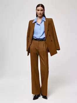 Брюки с защипами из смесовой шерсти