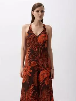 Длинный сарафан с растительным принтом