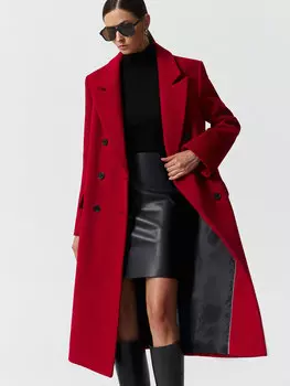 Двубортное пальто из шерсти