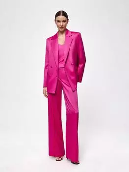 Двубортный жакет из атласной ткани