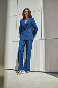 Двубортный жакет из шерсти и льна