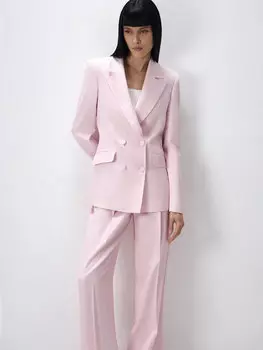 Двубортный жакет из струящейся ткани