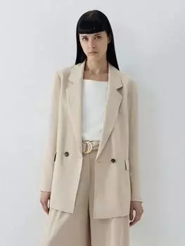 Двубортный жакет из вискозы и льна